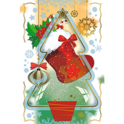 Biglietti augurali Natalizi glitterati Biembi 12x18 cm - conf. 8 pezzi - assortiti - B2X202C63